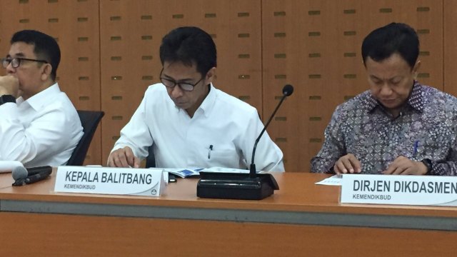 Jumpa pers Kemendikbud soal UN SMP (Foto: Twitter @Kemendikbud_RI)