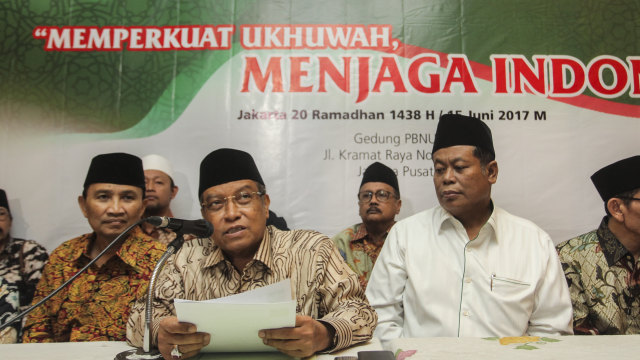 Jumpa pers PBNU menolak full day school (Foto: ANTARA FOTO/Muhammad Adimaja)