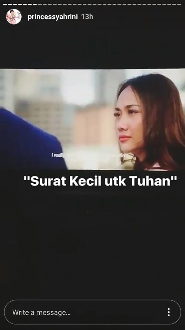 Instastory Syahrini (Foto: Instagram/@princessyahrini)