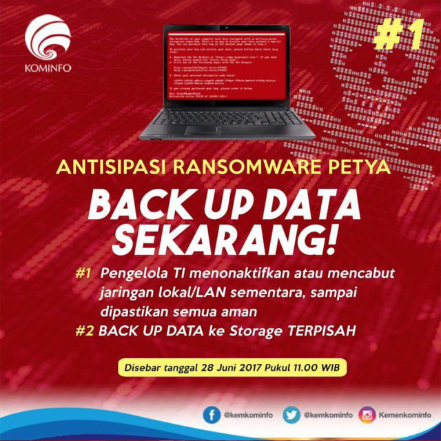 Antisipasi ransomware Petya dari Kominfo. (Foto: Kominfo)