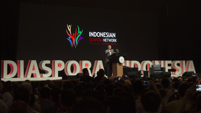 Obama di Kongres Diaspora Indonesia ke-4. (Foto: Antara/Rosa Panggabean)