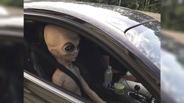 Alien di dalam mobil (Foto: AP/Alpharetta Department of Public Safety)