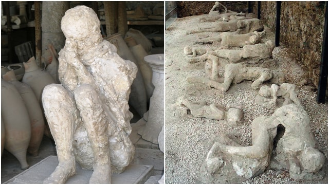 Jasad yang ditemukan di Pompeii (Foto: Wikimedia Commons dan Pixabay)