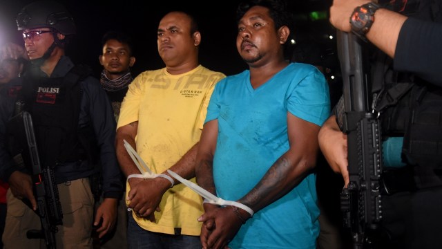 Pelaku penganiayaan dan pengeroyokan Hermansyah (Foto: ANTARA FOTO/Indrianto Eko Suwarso)