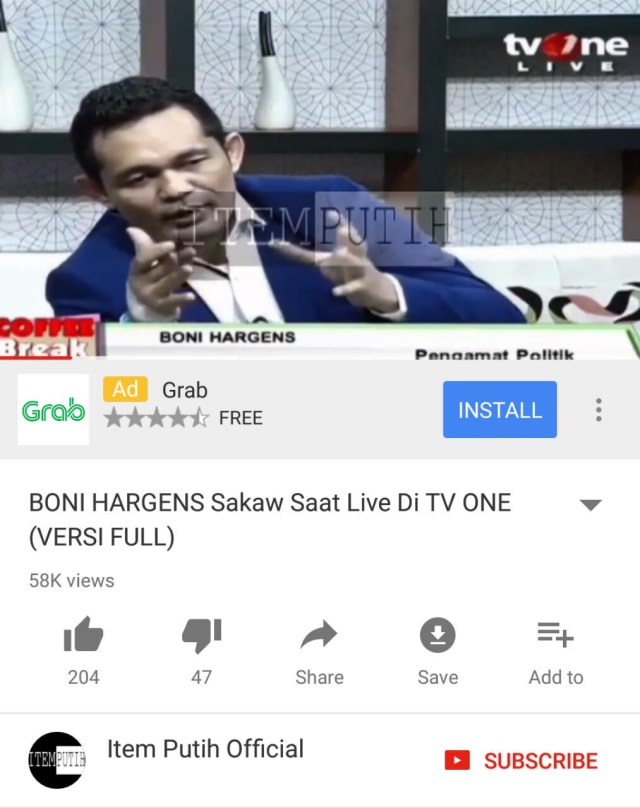 Akun yg diduga menyebarkan video Boni  (Foto: YouTube)