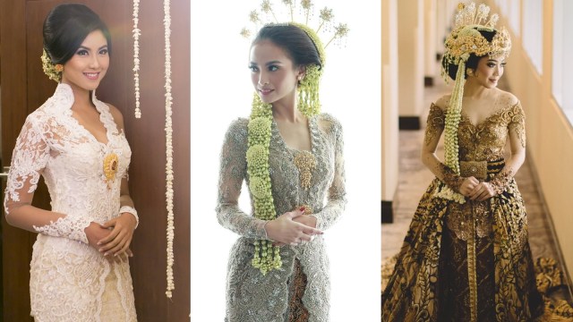 Inspirasi kebaya pernikahan. (Foto: Instagram @septriasaacha, @zivannaletisha, dan @karinasalim)