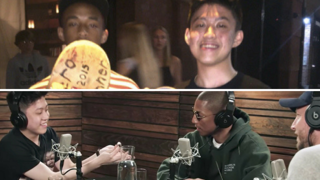 Rich Chigga bersama Pharell dan Jaden Smith (Foto: Beats1/@richchigga)