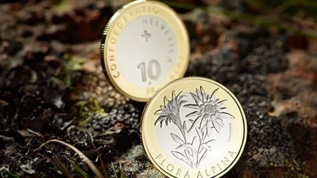 Bunga edelweis jadi logo di koin Swiss. (Foto: swissmint)