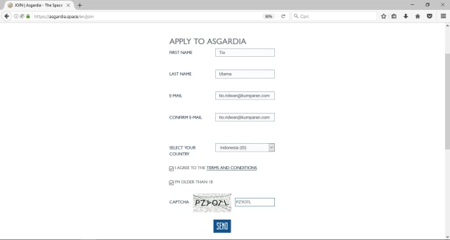 Proses pendaftaran Asgardia (Foto: asgardia.space)