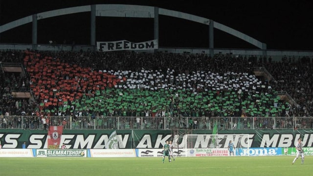 Koreo suporter Indonesia untuk Palestina. (Foto: Instagram: PSS Sleman)