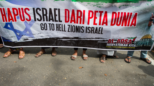 Aksi Bela Al-Aqsa (Foto: Antara/Mohammad Ayudha)