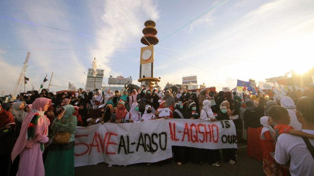 Aksi Bela Al-Aqsa (Foto: Antara/Ardiansyah)
