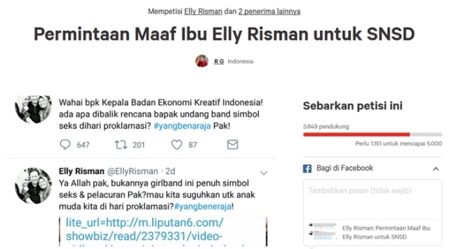 Petisi untuk Elly Risman. (Foto: change.org)