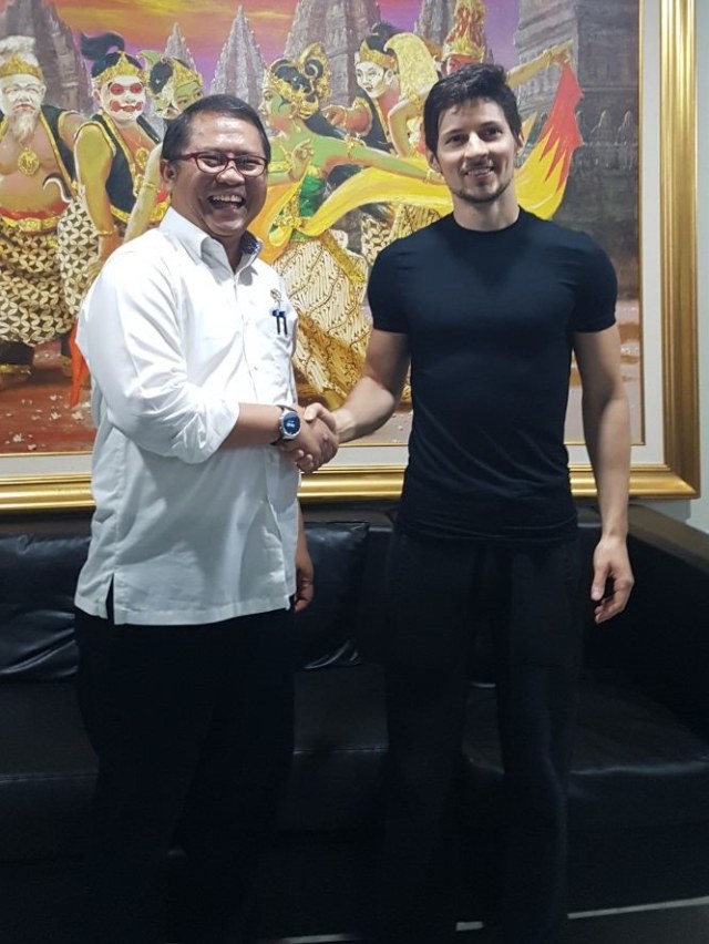Menkominfo Rudiantara & CEO Telegram Pavel Durov. (Foto: Kemkominfo)