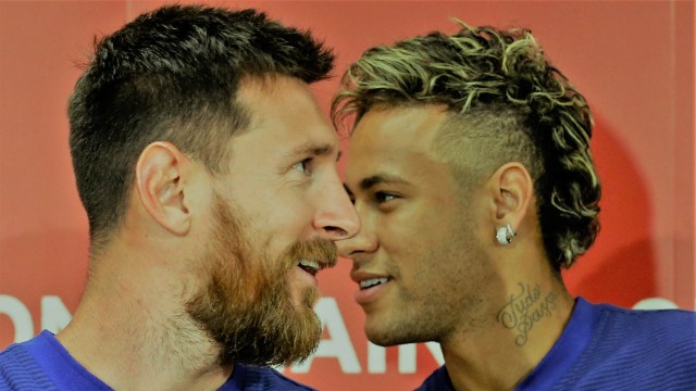 Messi dan Neymar. Foto: Reuters/Kim Kyung-hoon