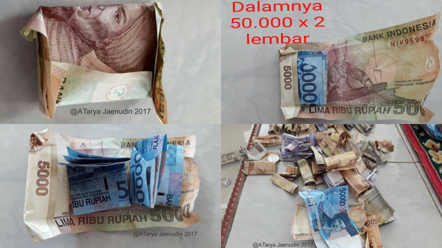 Uang infak. (Foto: Facebook ATarya Jaenudin)