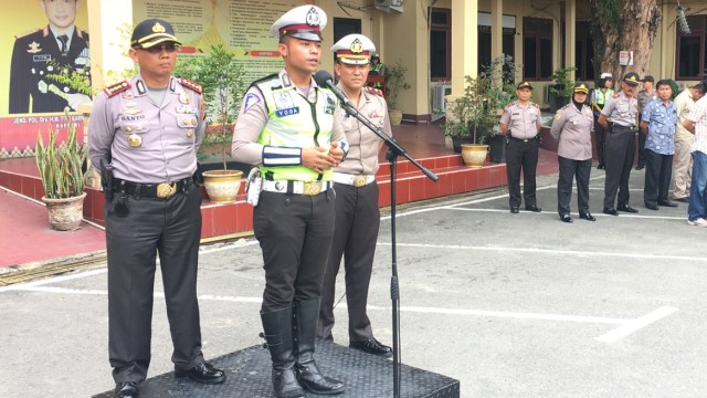 Bripda Yoga pidato di apel Polresta Pekanbaru (Foto: IG @humaspolrestapekanbaru)