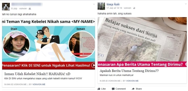 Kuis di Facebook yang rentan kejahatan siber. (Foto: kumparan)