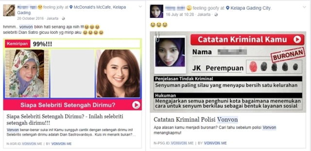 Contoh kuis lucu dan seru di Facebook (Foto: kumparan)