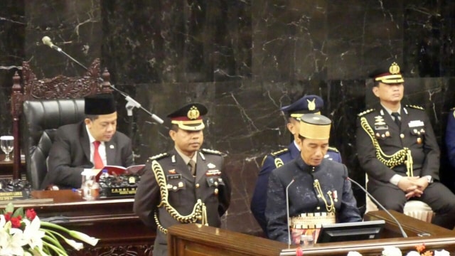 Fahri Hamzah Saat Pembacaan Pidato Presiden Jokowi (Foto: Fahrian Saleh/kumparan)