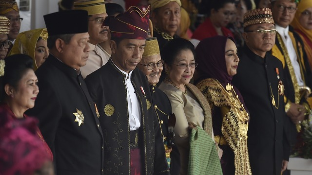SBY, Jokowi, Habibie, dan Megawati Foto: Antara/Puspa Perwitasari