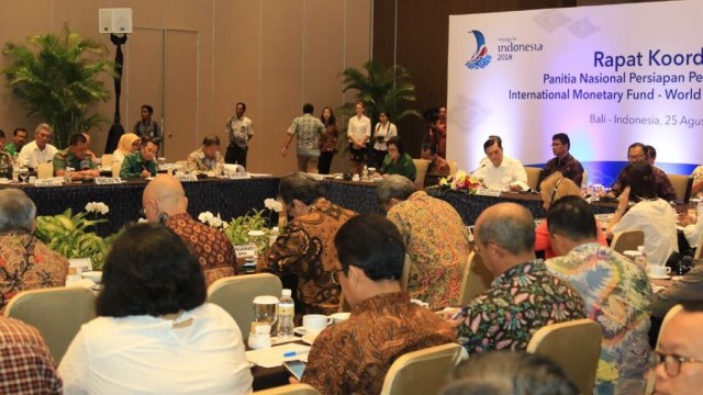 Rapat koordinasi pertemuan tahunan IMF-WB (Foto: Aprilandika Hendra/kumparan)