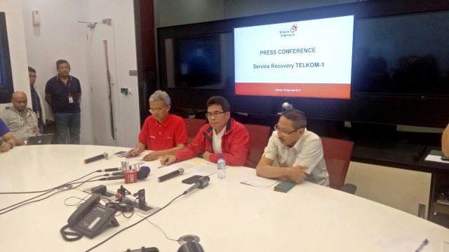 Jumpa pers pemulihan satelit Telkom 1. (Foto: Muhammad Fikrie/kumparan)