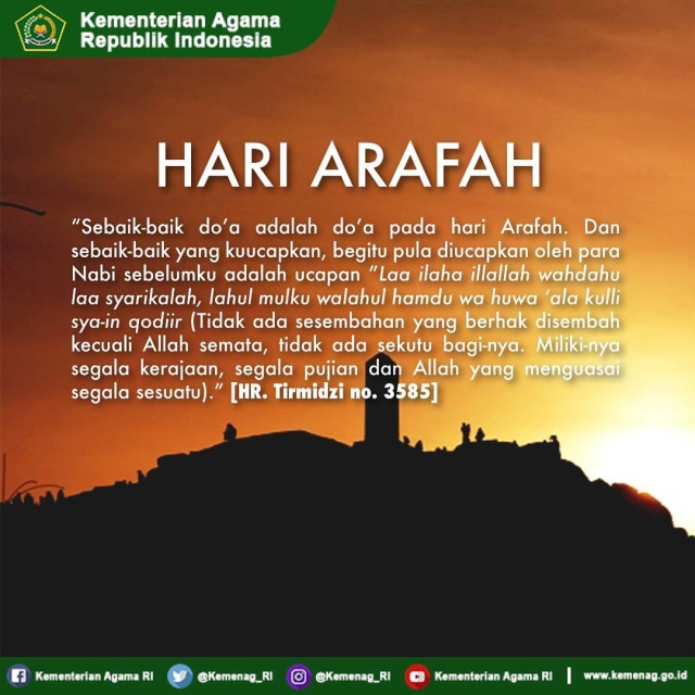 Postingan Hari Arafah dari Instagram Kemenag (Foto: Instagram @kemenag_ri)