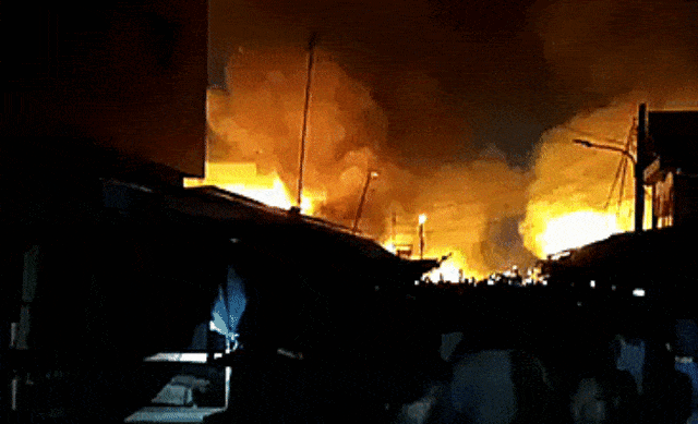 kebakaran di Pasar Jalan Baru, Cilincing. (Foto: Instagram/jktinfo)