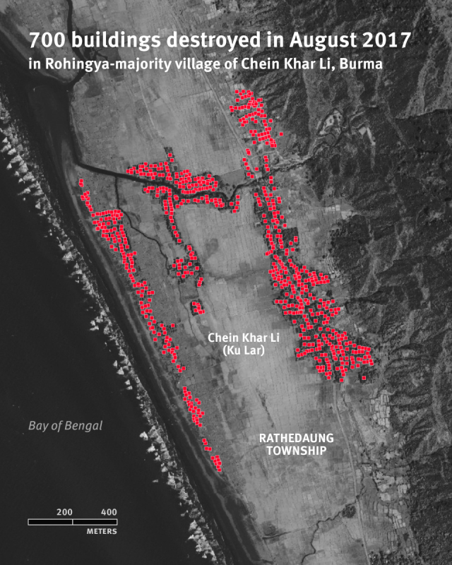 Peta Satelit Pembakaran Rumah Penduduk Rohingya (Foto: hrw.org)