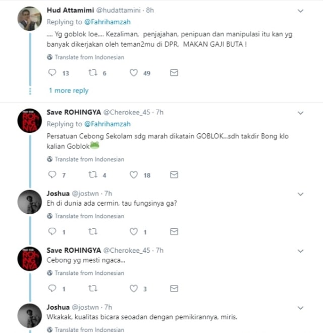 Respons Netizen Perihal Cuitan Fahri Hamzah (Foto: Twitter)