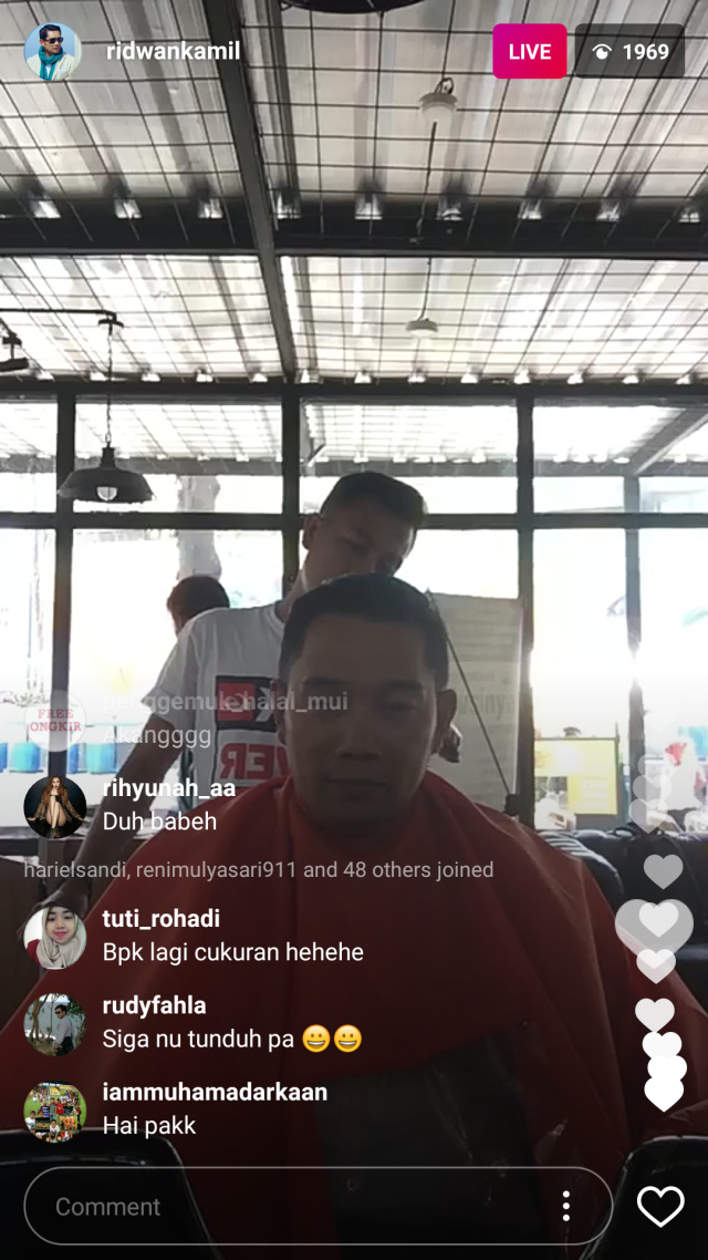 Ridwan Kamil live Instagram. (Foto: Instagram: Ridwan Kamil)