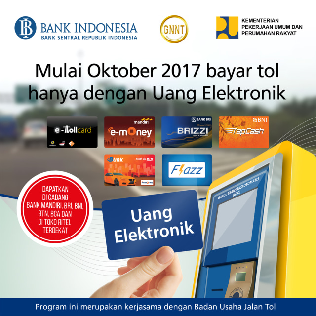 Bayar tol dengan uang elektronik.  (Foto: bi.go.id)