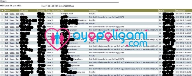 Database pengguna AyoPoligami (Foto: Dok. Lindu Cipta)