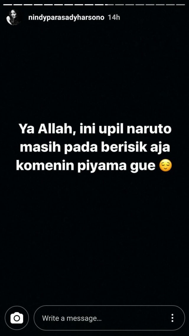 IG Story Nindy (Foto: Instagram/@nindyparasadyharsono)