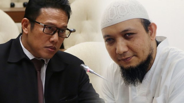 Brigjen Aris Budiman dan Novel Baswedan (Foto: Fanny Kusumawardhani/kumparan dan Cornelius Bintang/kumparan)