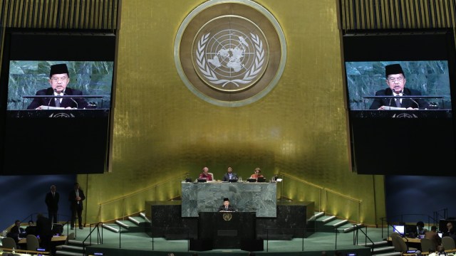 Jusuf Kalla di PBB (Foto: Reuters/Eduardo Munoz)