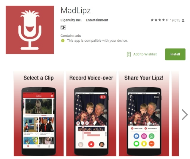Aplikasi dubbing MadLipz. (Foto: Google Play Store)