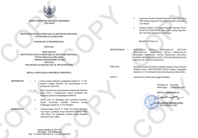 Pencabutan Penghargaan Dwi Hartanto (Foto: http://ina.indonesia.nl)