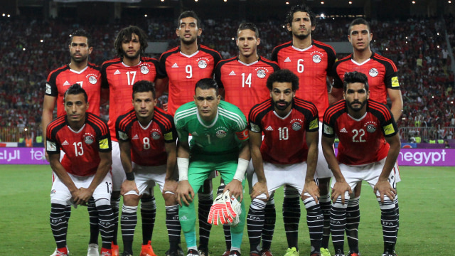 Pose Timnas Mesir jelang laga vs Kongo. (Foto: AFP/Mohamed El-Shahed)