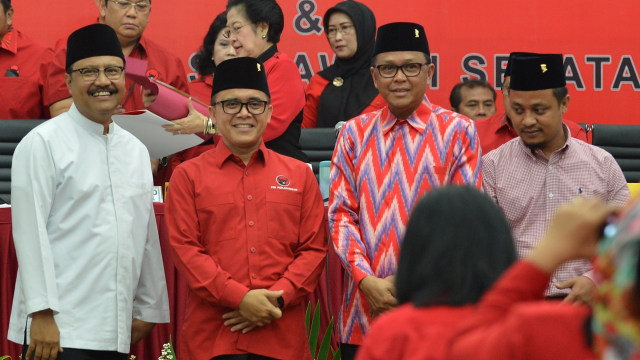 Gus Ipul, Anas, Nurdin Abdullah dan Andi Sudirman (Foto: ANTARA FOTO/Wahyu Putro A)