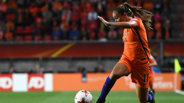 Aksi Lieke Martens bersama Timnas Belanda. (Foto: AFP/John Thys)