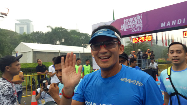Sandi di Jakarta Marathon 2017. (Foto: Ochi Amanaturrosyidah/kumparan)