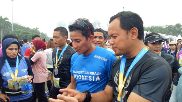 Sandi di Jakarta Marathon 2017. (Foto: Ochi Amanaturrosyidah/kumparan)