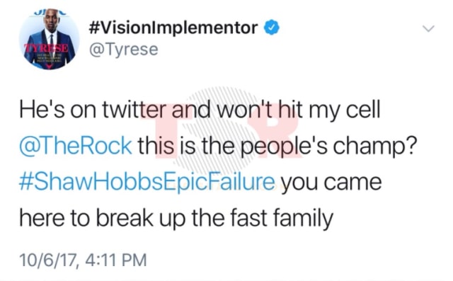 Screenshot Twitter Tyrese Gibson (Foto: Twitter @tyrese)
