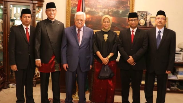 Dubes RI Andy Rachmianto dan Presiden Palestina (Foto: dok. KBRI Amman)