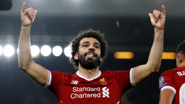 Salah merayakan golnya. (Foto: REUTERS/Phil Noble)