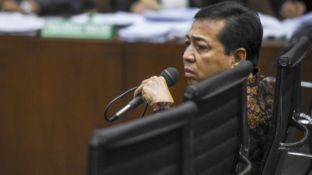 Setya Novanto, saksi di sidang e-KTP (Foto: Antara/Hafidz Mubarak A)
