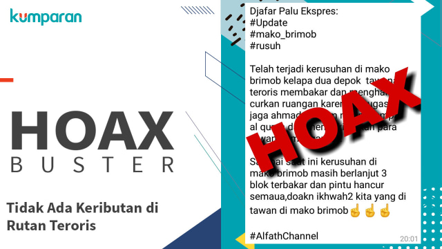 Hoaxbuster keributan di rutan teroris (Foto: Istimewa)