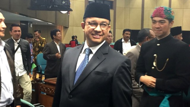 Anies Seusai Rapat Paripurna DPRD DKI Jakarta (Foto: Nabilla Fatiara/kumparan)